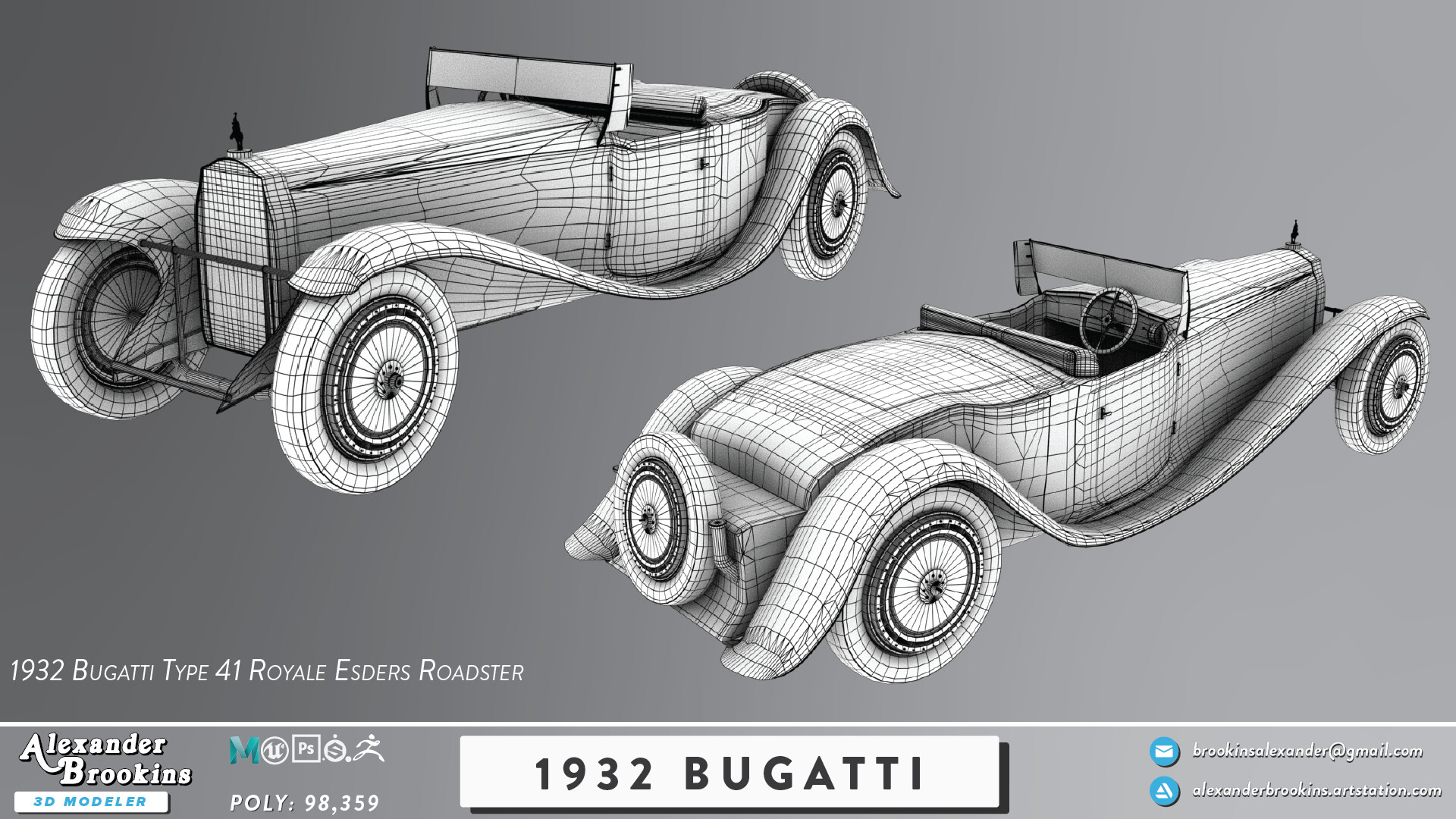 Artstation 1932 Bugatti Type 41 Royale Esders Roadster