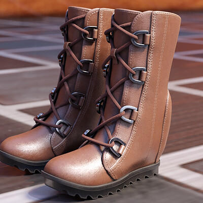 Download Women's Brown Leather Boots in Blender Cycles 2.79 and Blender Eevee 2.8