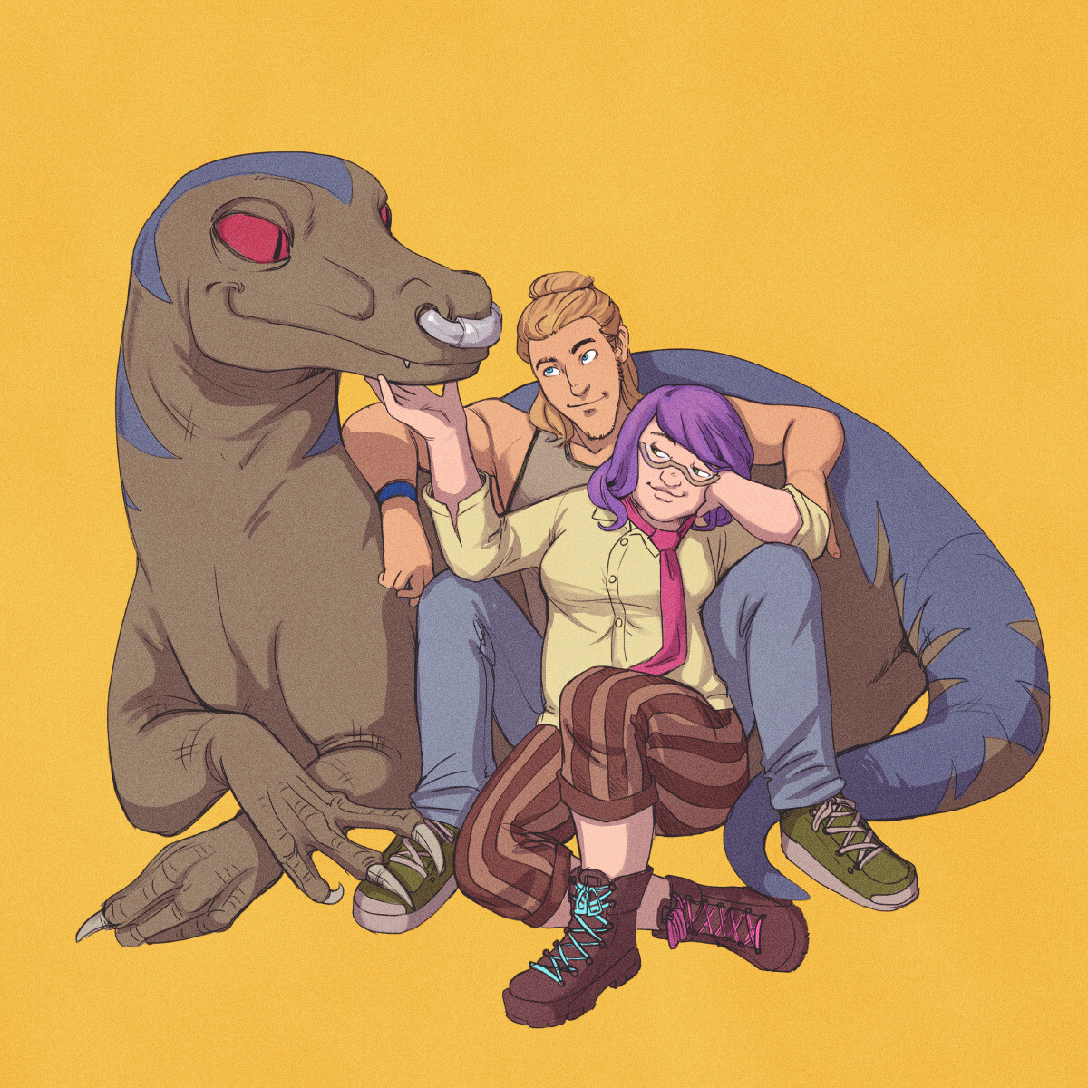 Gert, Chase, and Old Lace from marvel's Runaways. 
