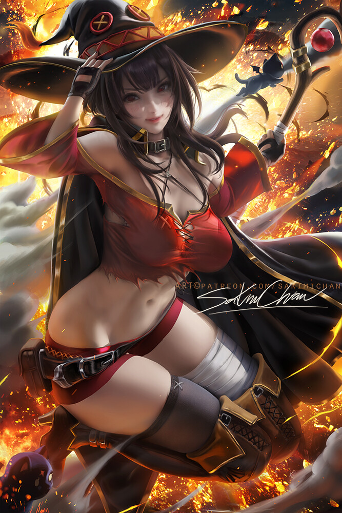 ilustração Sakimichan de Megumin adulta