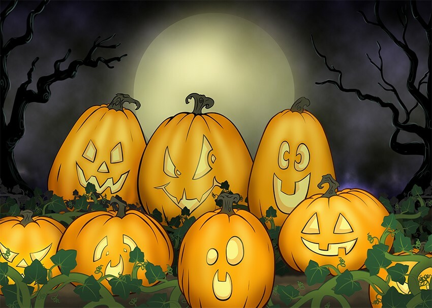 spooky pumpkin patch art