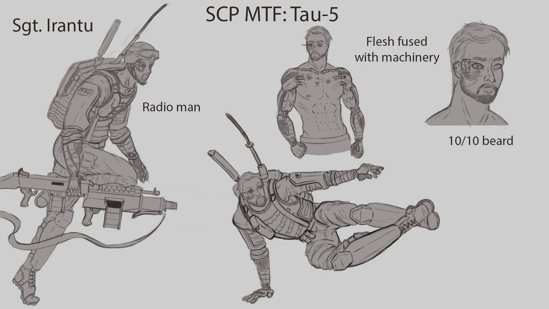 For this one I wanted to focus a bit more on the cyborg parts of tau-5 as a...
