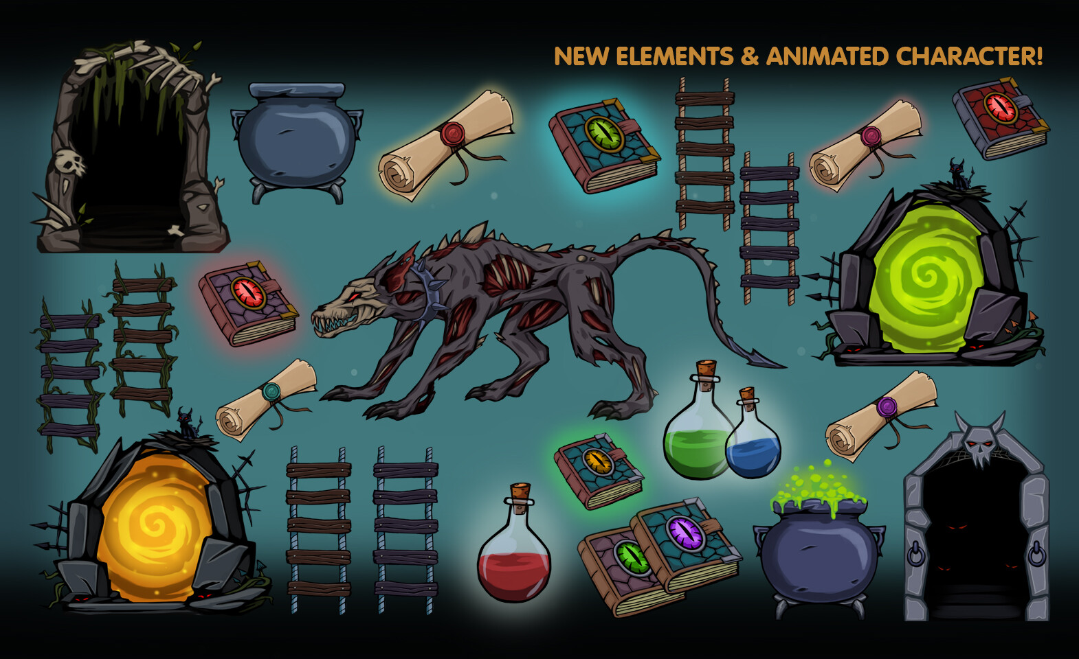 New game elements and animated Hell-hound character