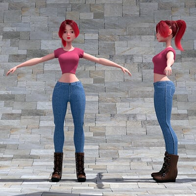 Dâu Tây Girl - Stylized Character Model - Blender Cycles & Eevee