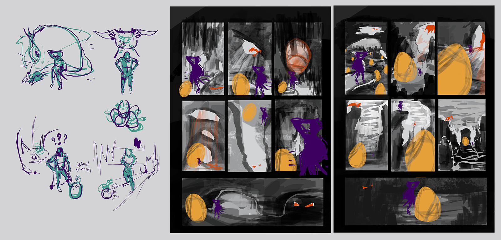 idea sketches and composition thumbnails