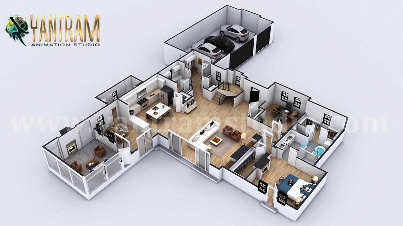 ArtStation 4 bedroom Simple  Modern Residential 3D  Floor  