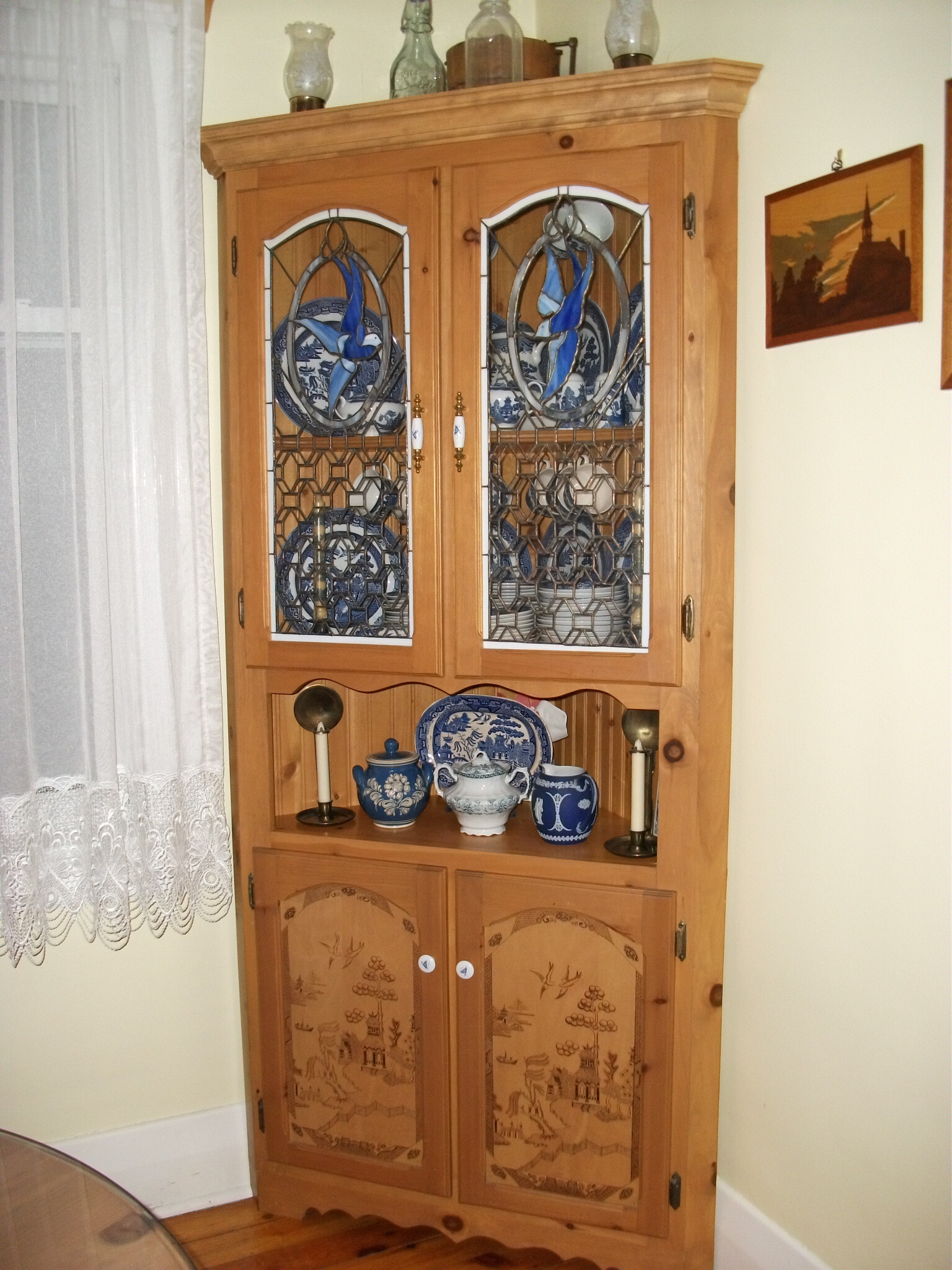 Artstation Stained Glass And Wood Burned Hand Made Corner