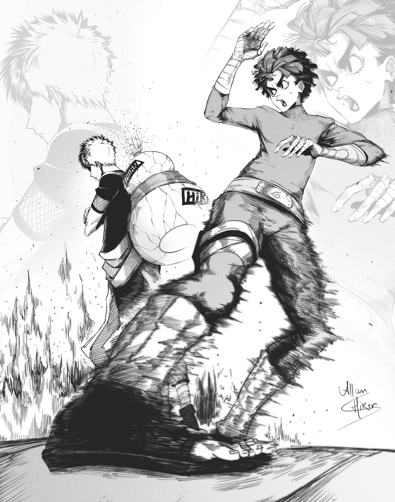Artstation Rock Lee Vs Gaara Allan Hiker