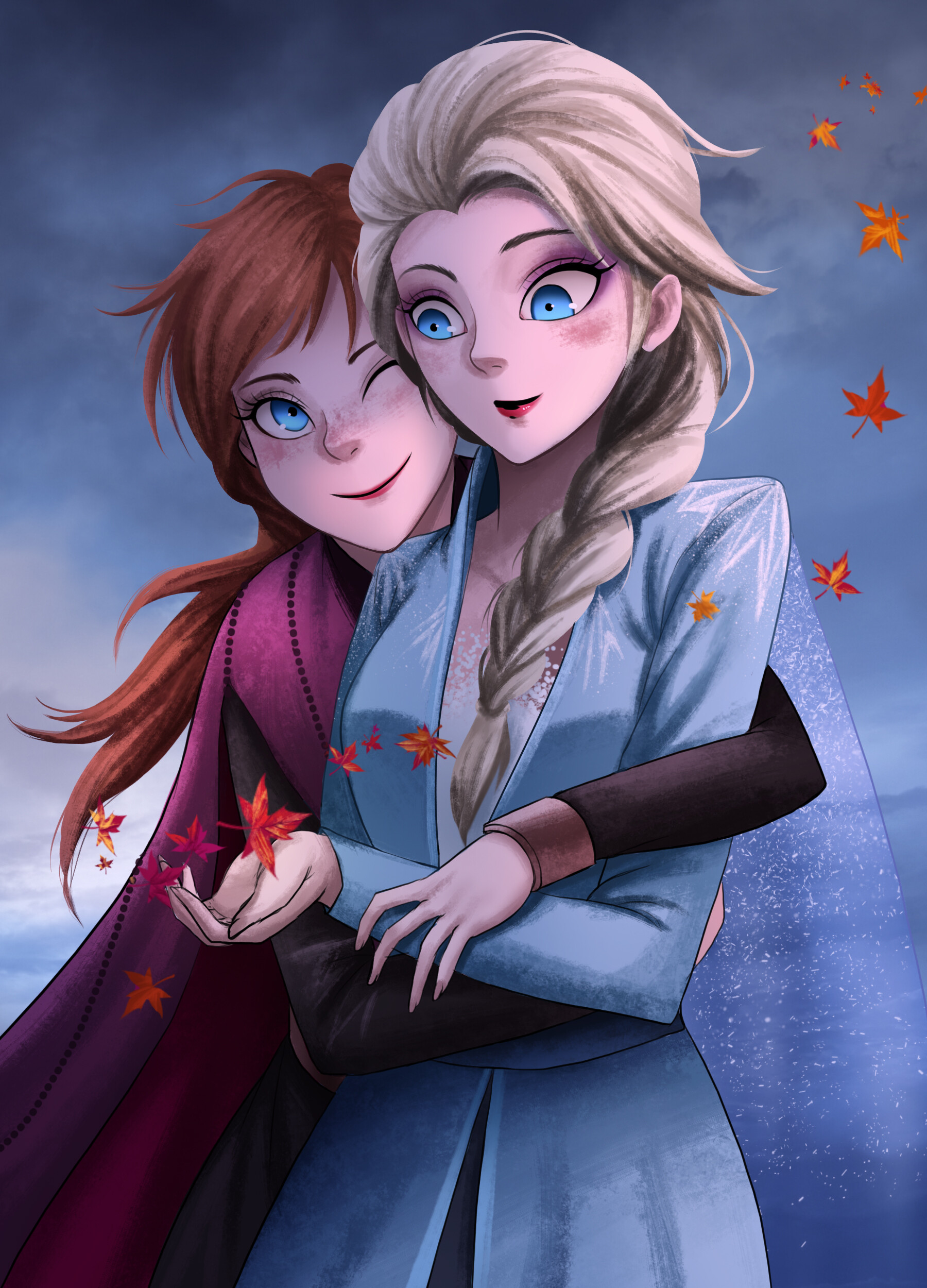Elsa and Anna by Duy Tung. 