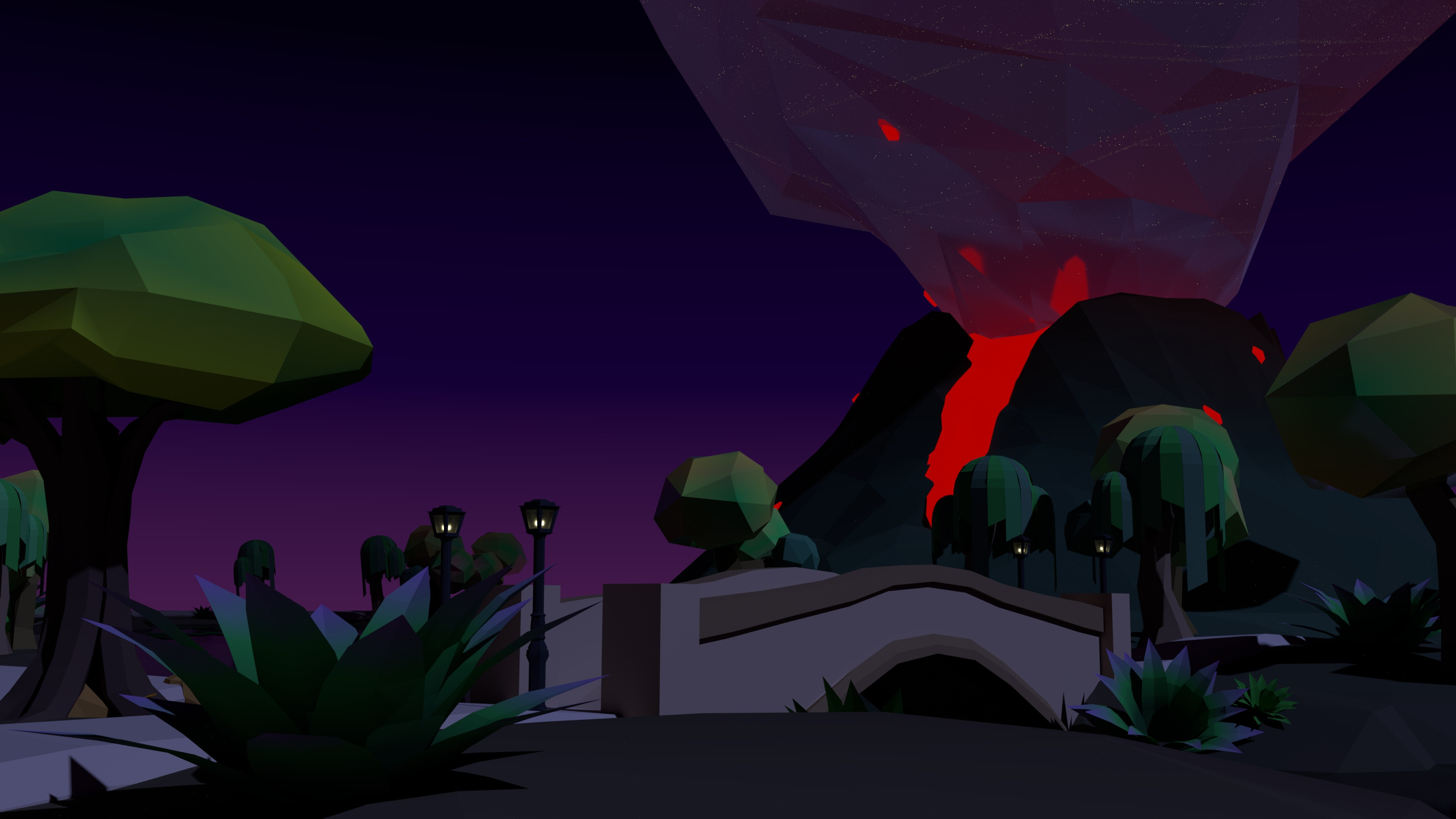 Low Poly Environment - Night Time