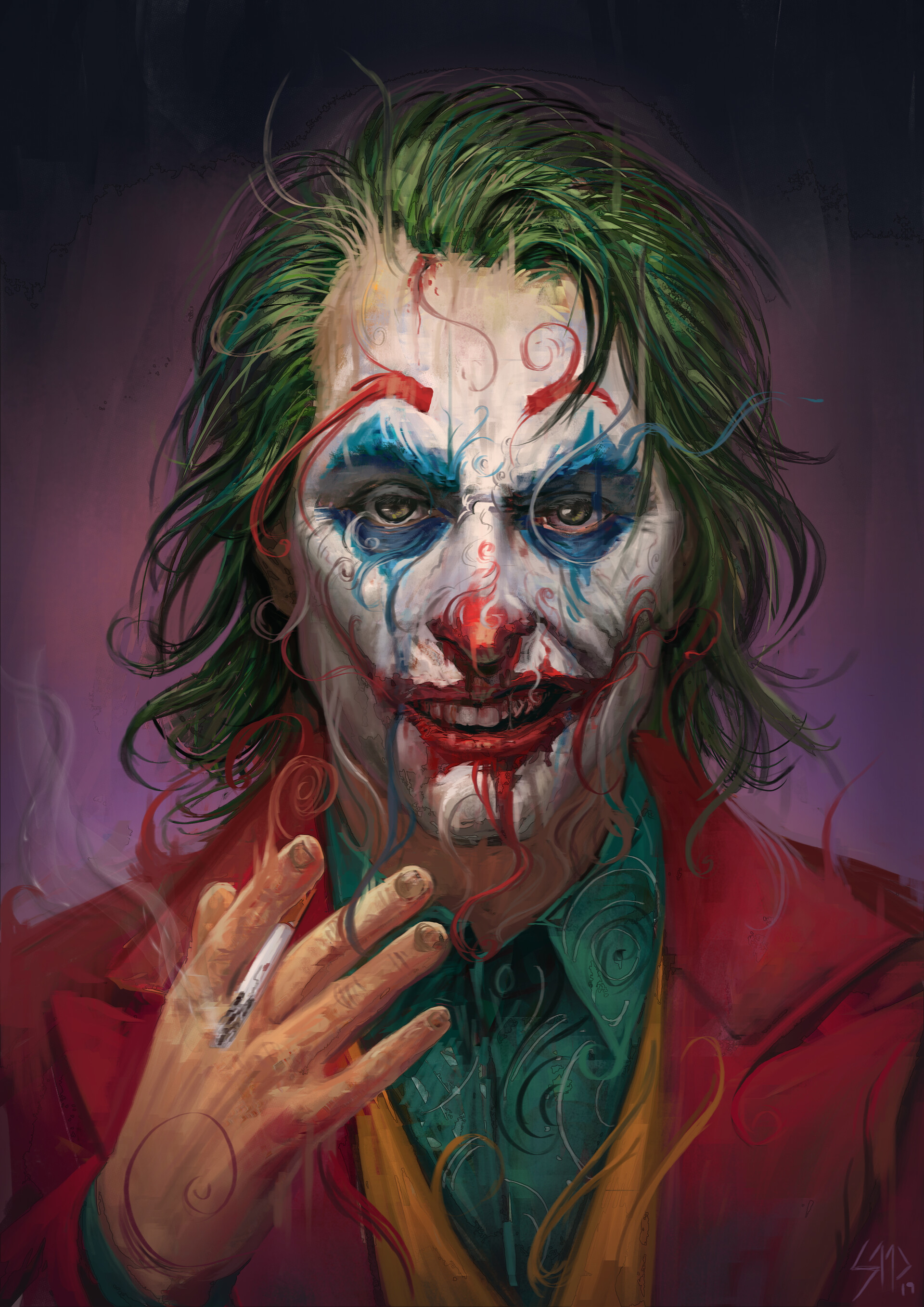 Joker art. Джокер DC Comics Хоакин Феникс.