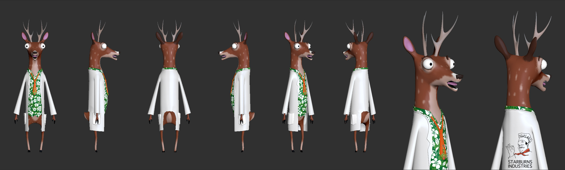 Carl turnaround.  ZBrush with polypaint.