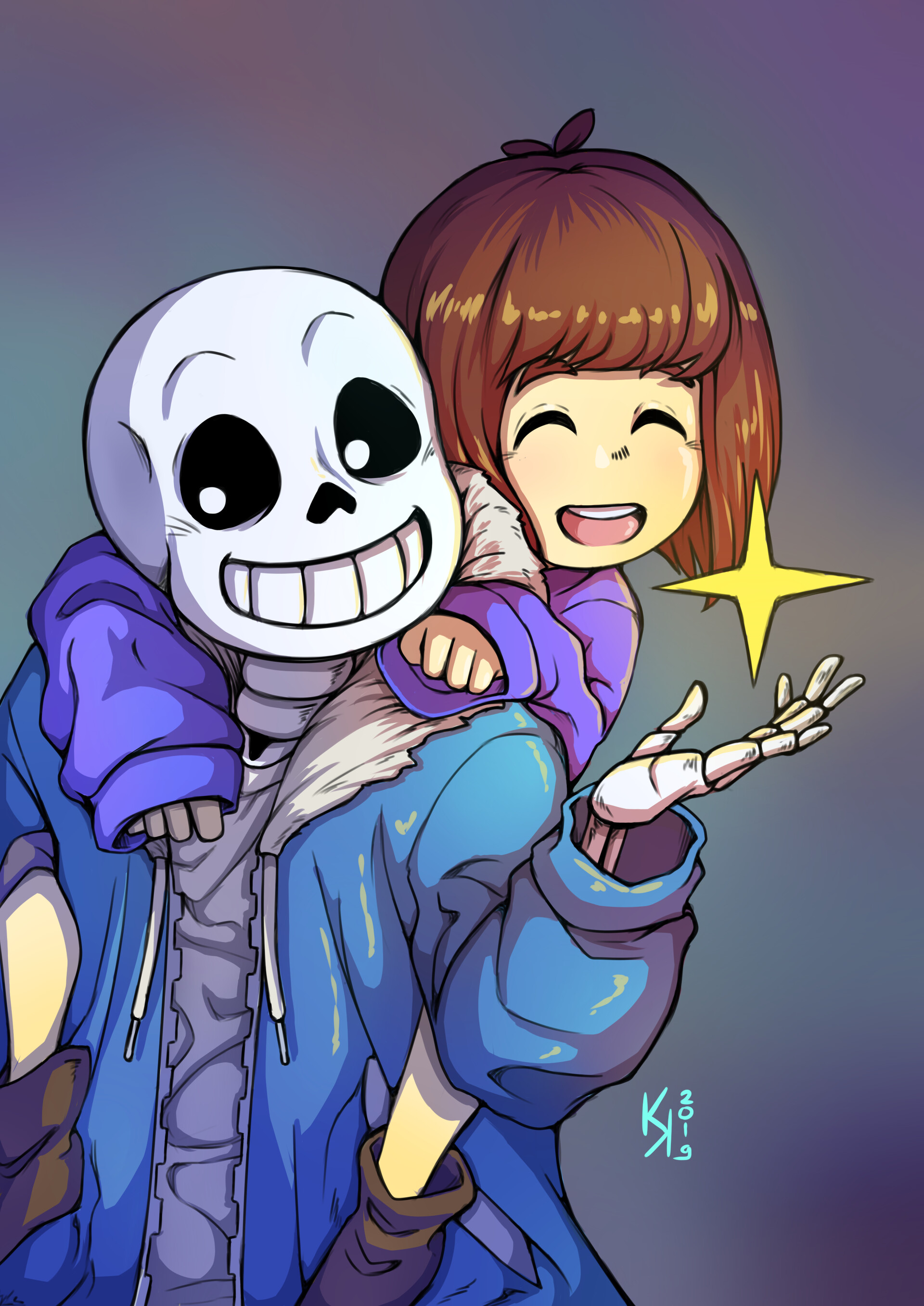 Artstation Sans And Frisk Fanart