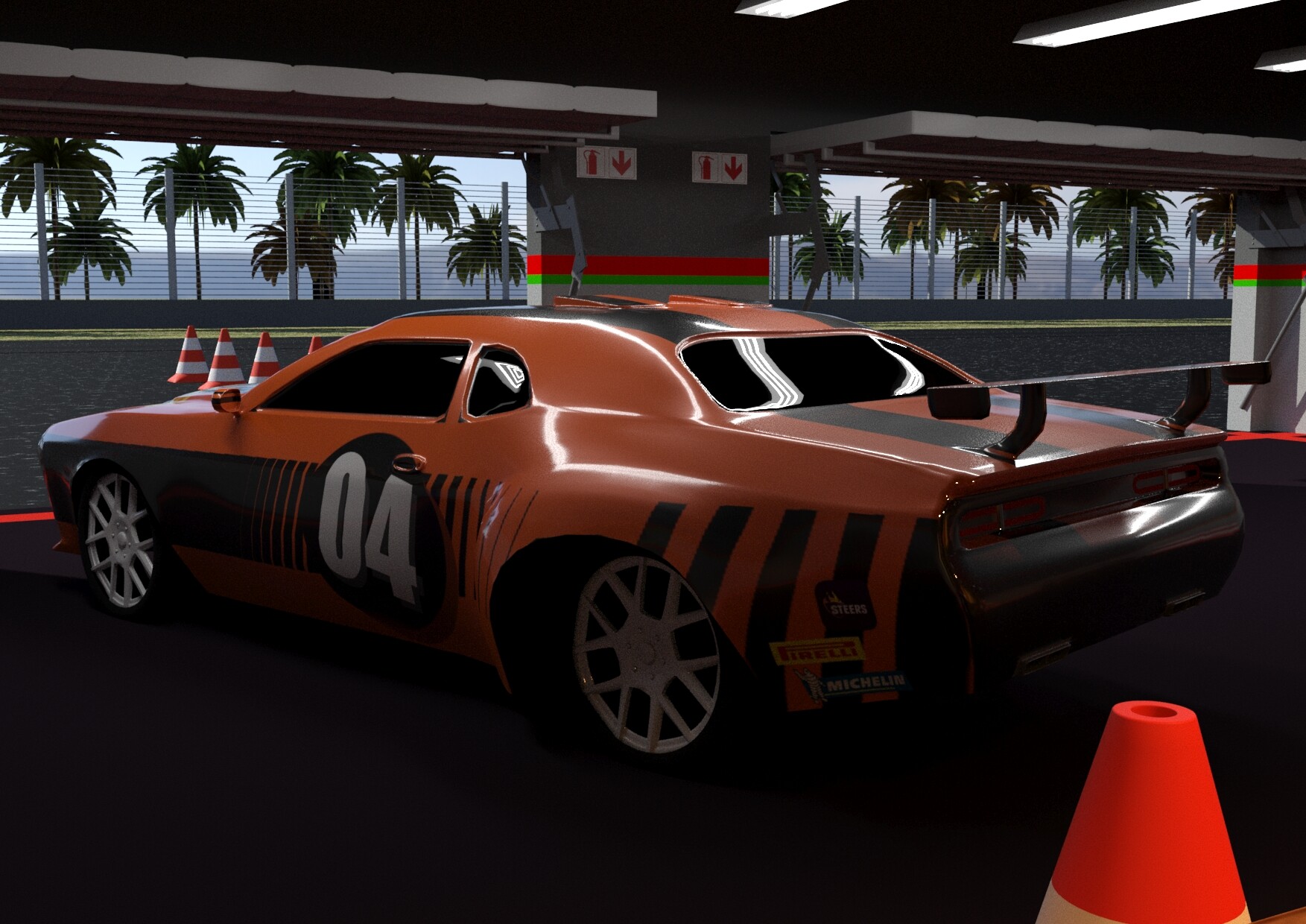 Artstation Dodge Challenger And Garage 3d Model Juanelle