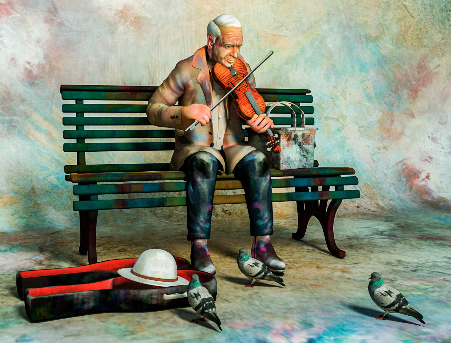 Agastin Brando Old Man With Violin