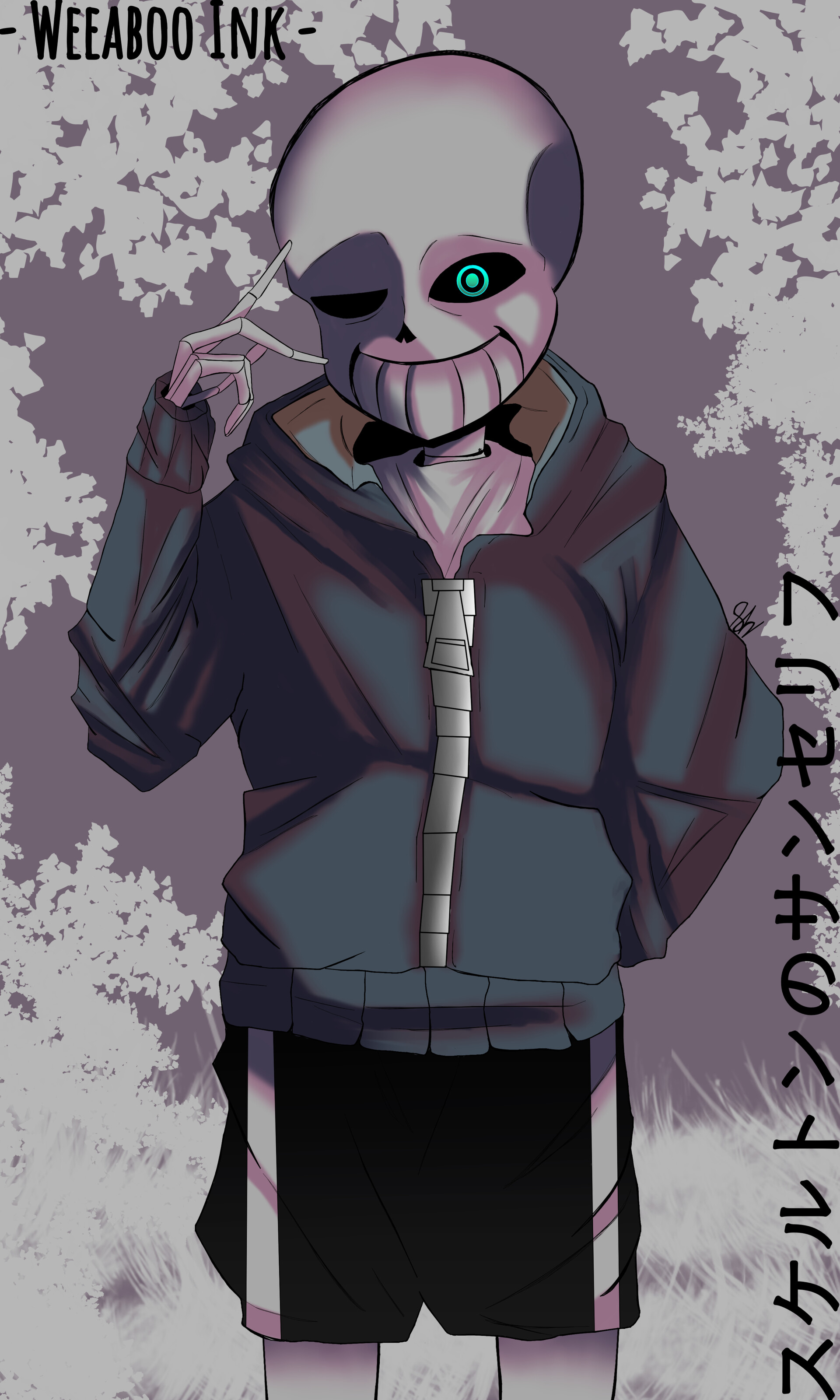 Sans the skeleton, from undertale, anime style