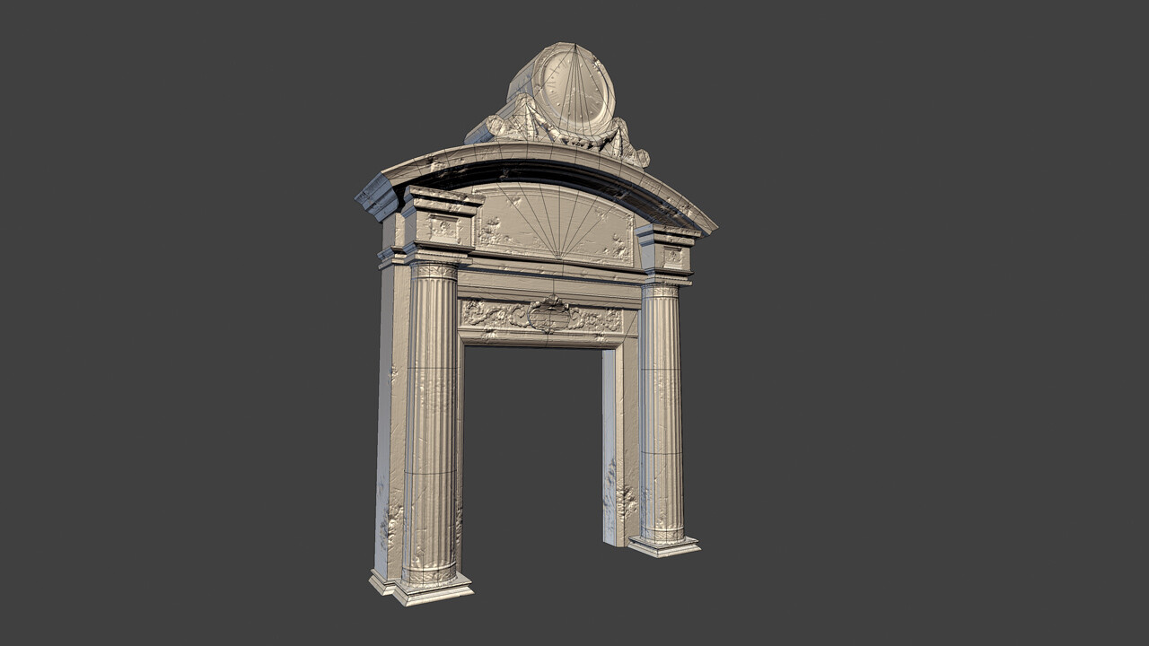 Library Door - Low Poly Wireframe - 1118tris