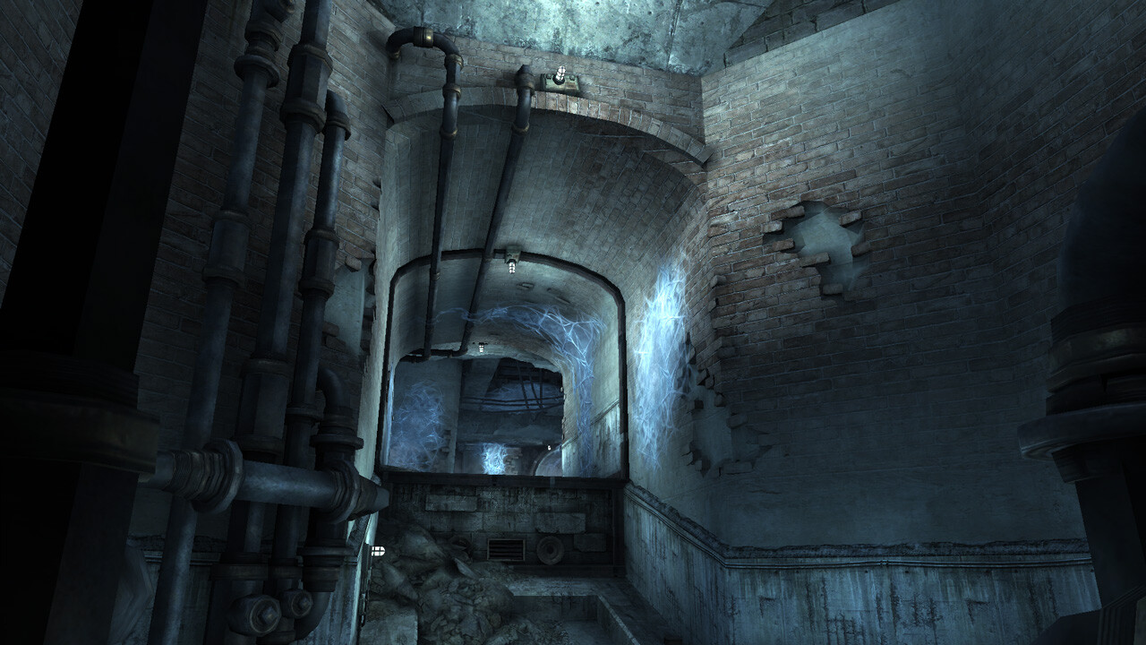 Sewer Tunnel - In Game ----- Layout, world building from existing assets, and lighting.