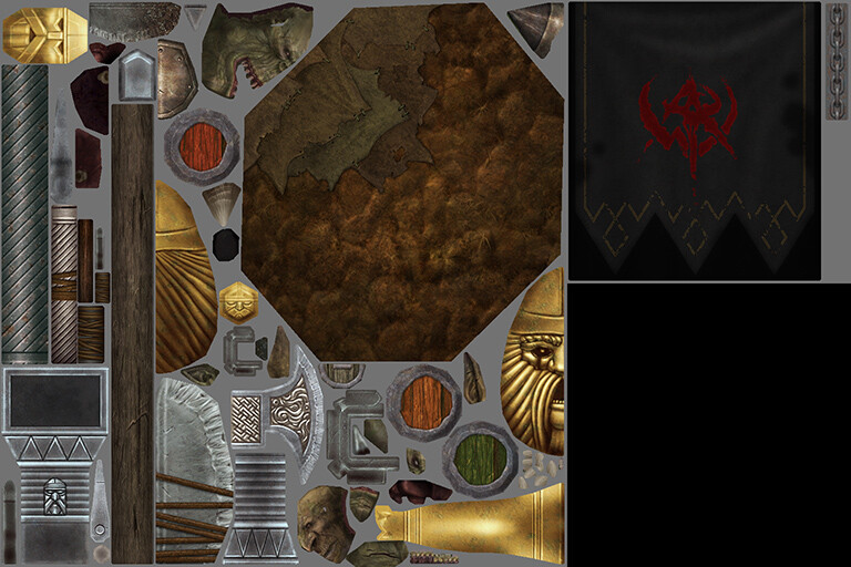 Dwarf Banner - Textures - 1x 1024x1024, 1x 512x512 ----- (orc and goblin heads provided by character team)