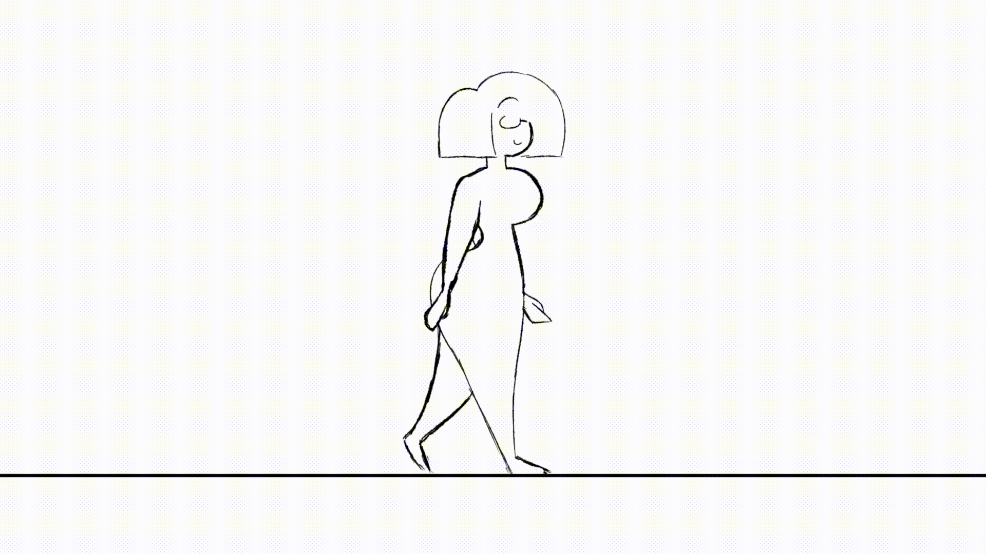 Lisa's walk-cycle, animation test for 'Invisible' by PhillipFPGA, 2019