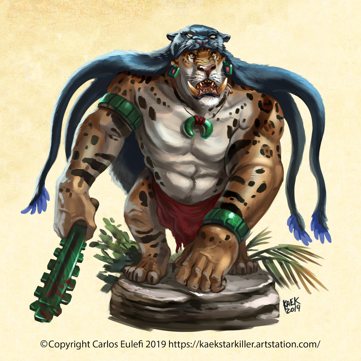 Jaguar Troll wearing a Displacer Beast Mantle, creature design commission for a indie Dungeons &amp; Dragons Monster Manual about South American myths