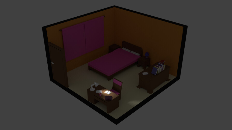 Xander Statham Low Poly Bedroom Version 1 And 2