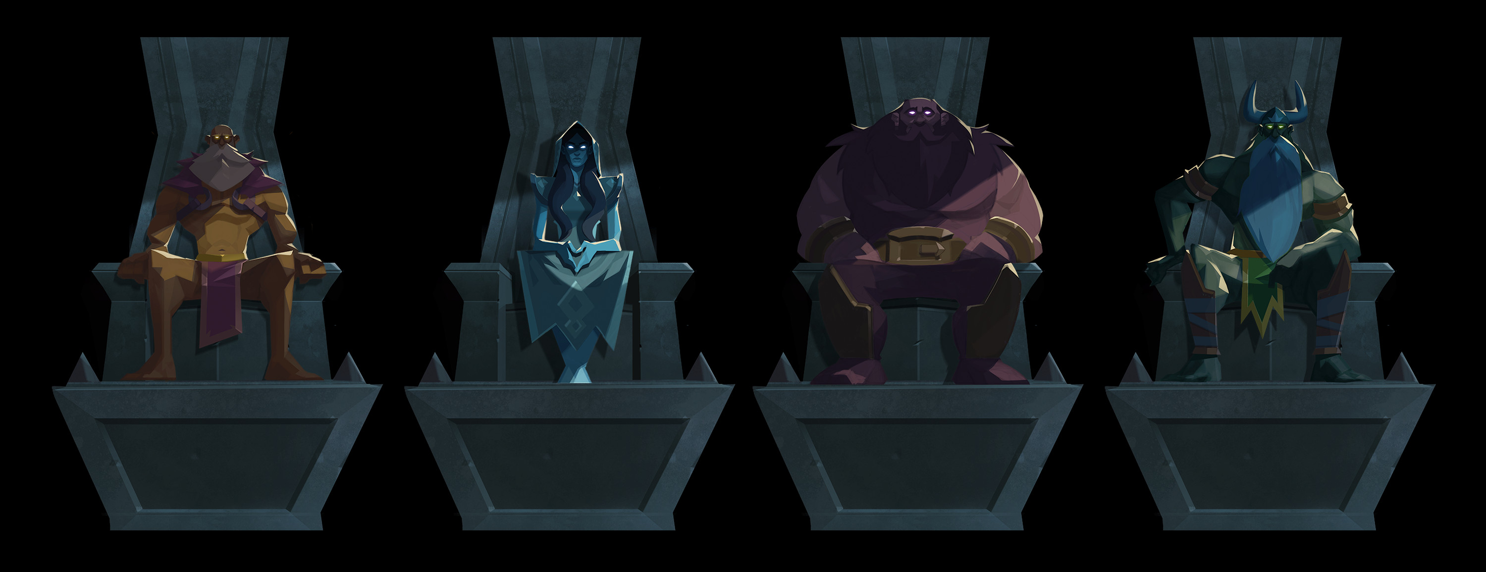 Dabog, Morana, Perun and Veles 