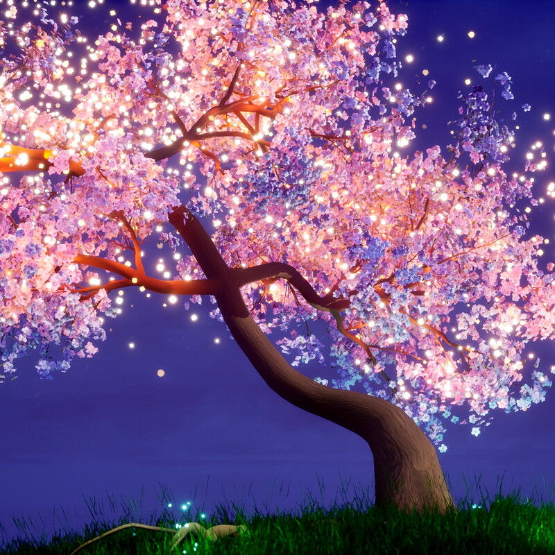 Mystical Cherry Tree Animated Wallpaper