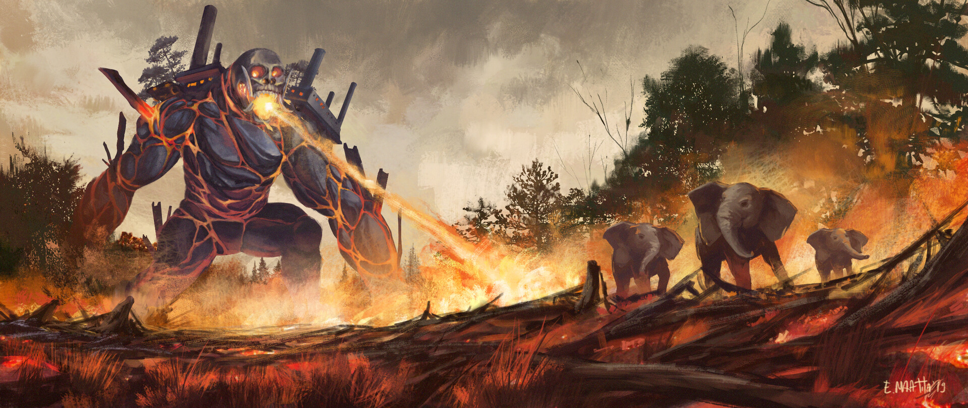 Artstation Forest Fire Monster We Are Burning Our Home Erel