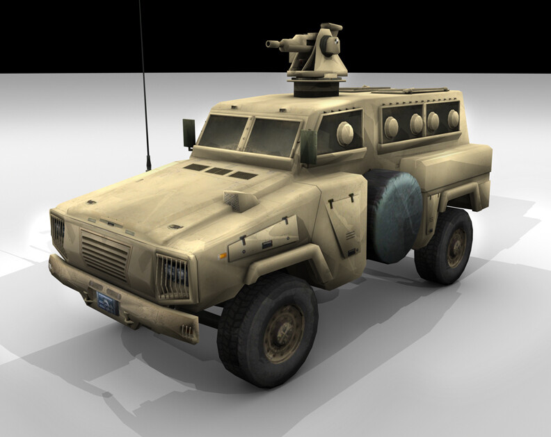 RG-31 vehicle for (VICE) 
interactive 3D environment. Software: 3ds Max, Photoshop
