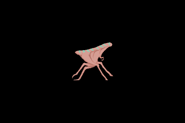 Old pixel-art animation of the running creature.