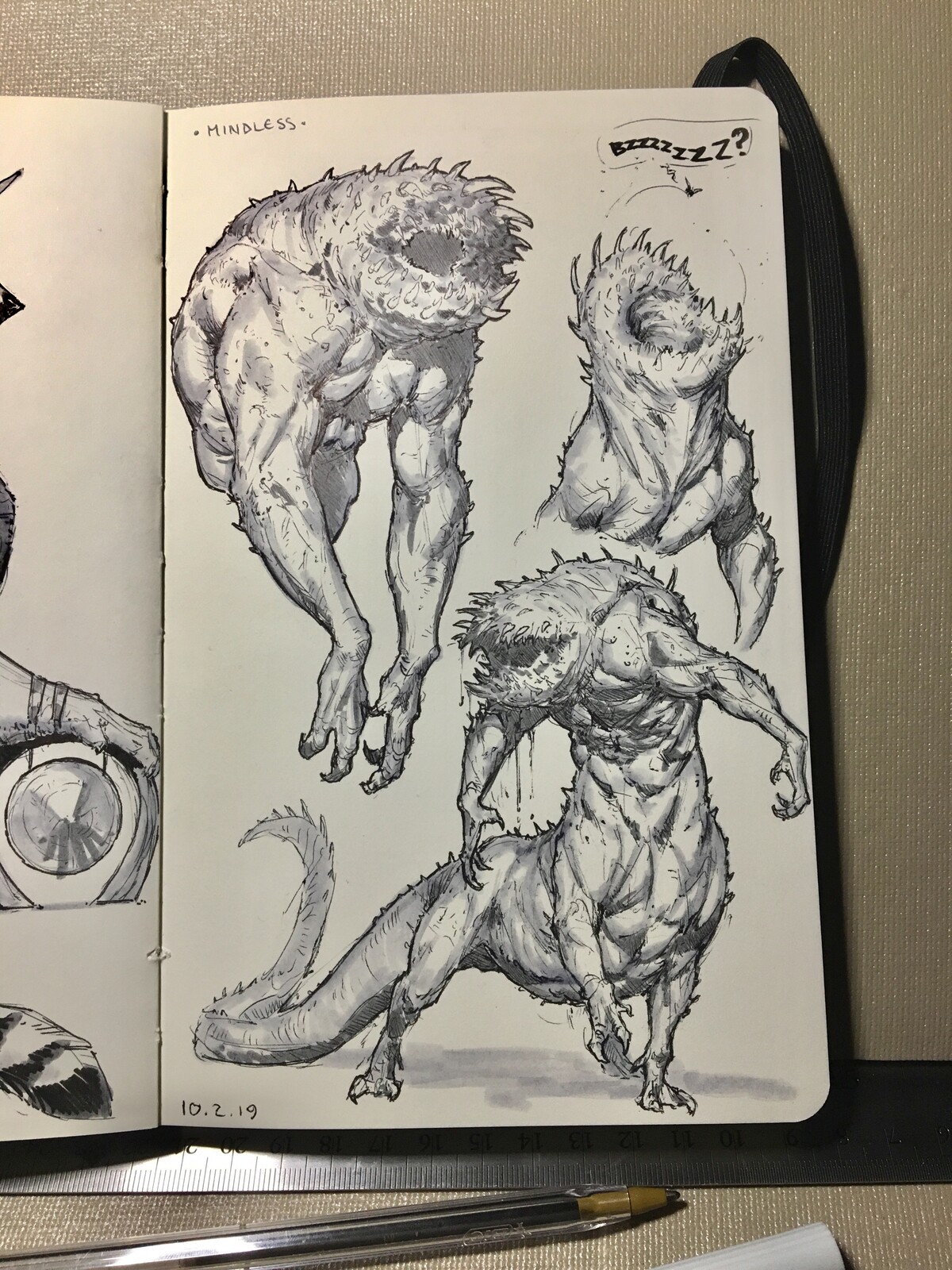 Day 2 of inktober 2019! Mindless! Had a lot of fun drawing this big toothy beastie. 😨
