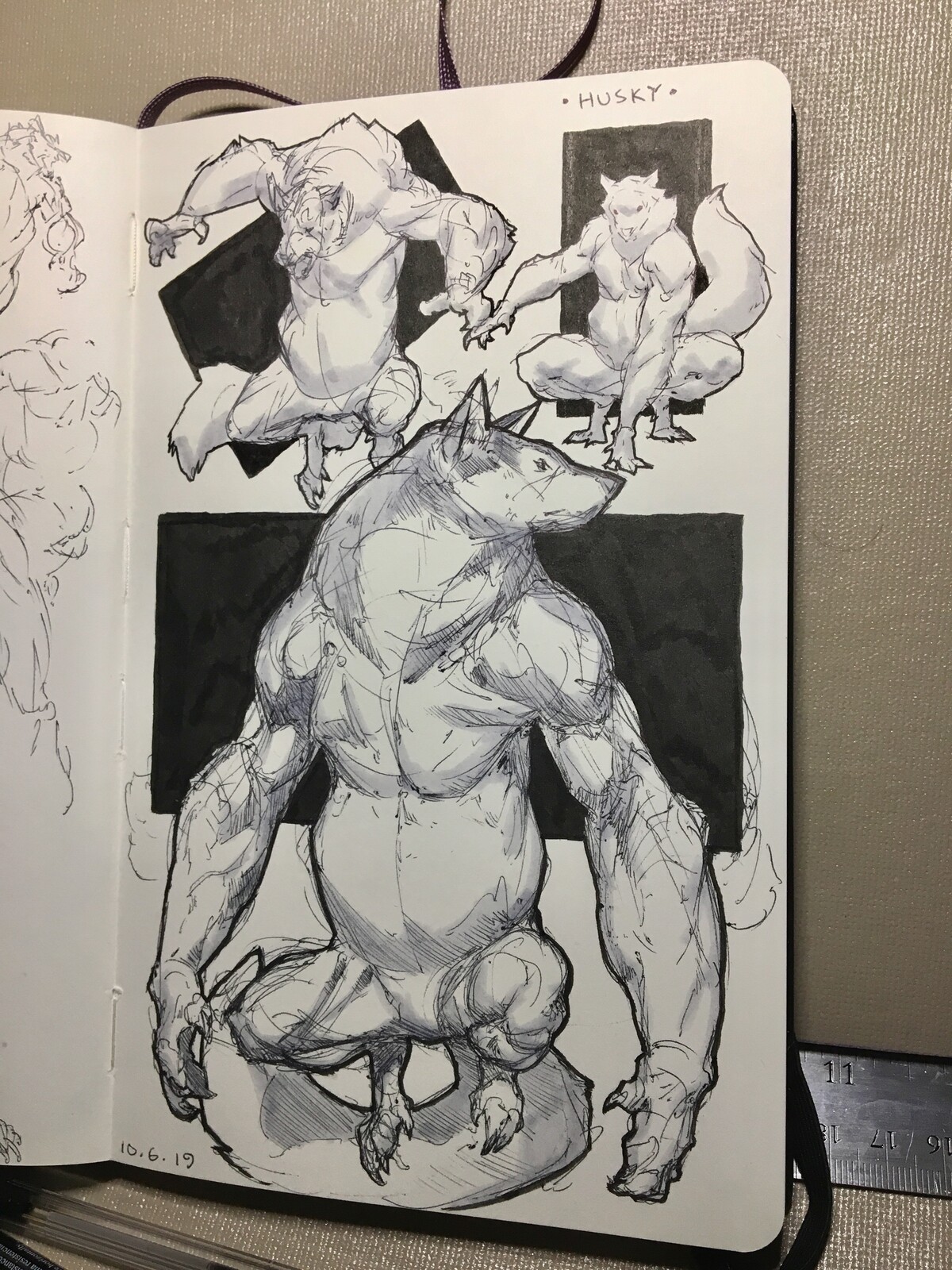 Day 6 of inktober 2019! Husky! Some husky, husky werewolves! Had a lot of fun playing around with the anatomy and proportions. 