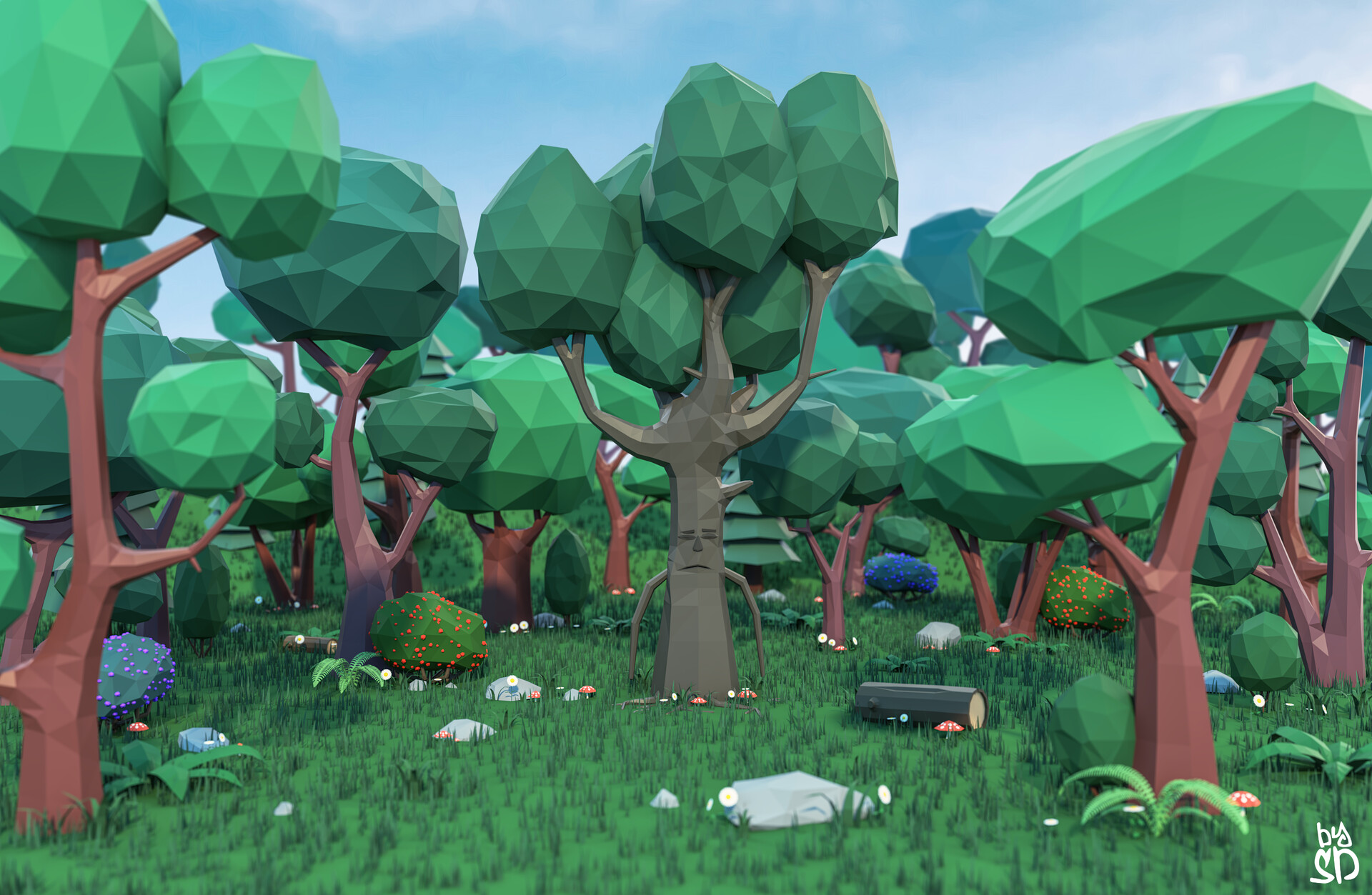 Blender forest. Лес в блендер. Стилизованное дерево блендер. Гриб блендер 3д. Остров в блендере.