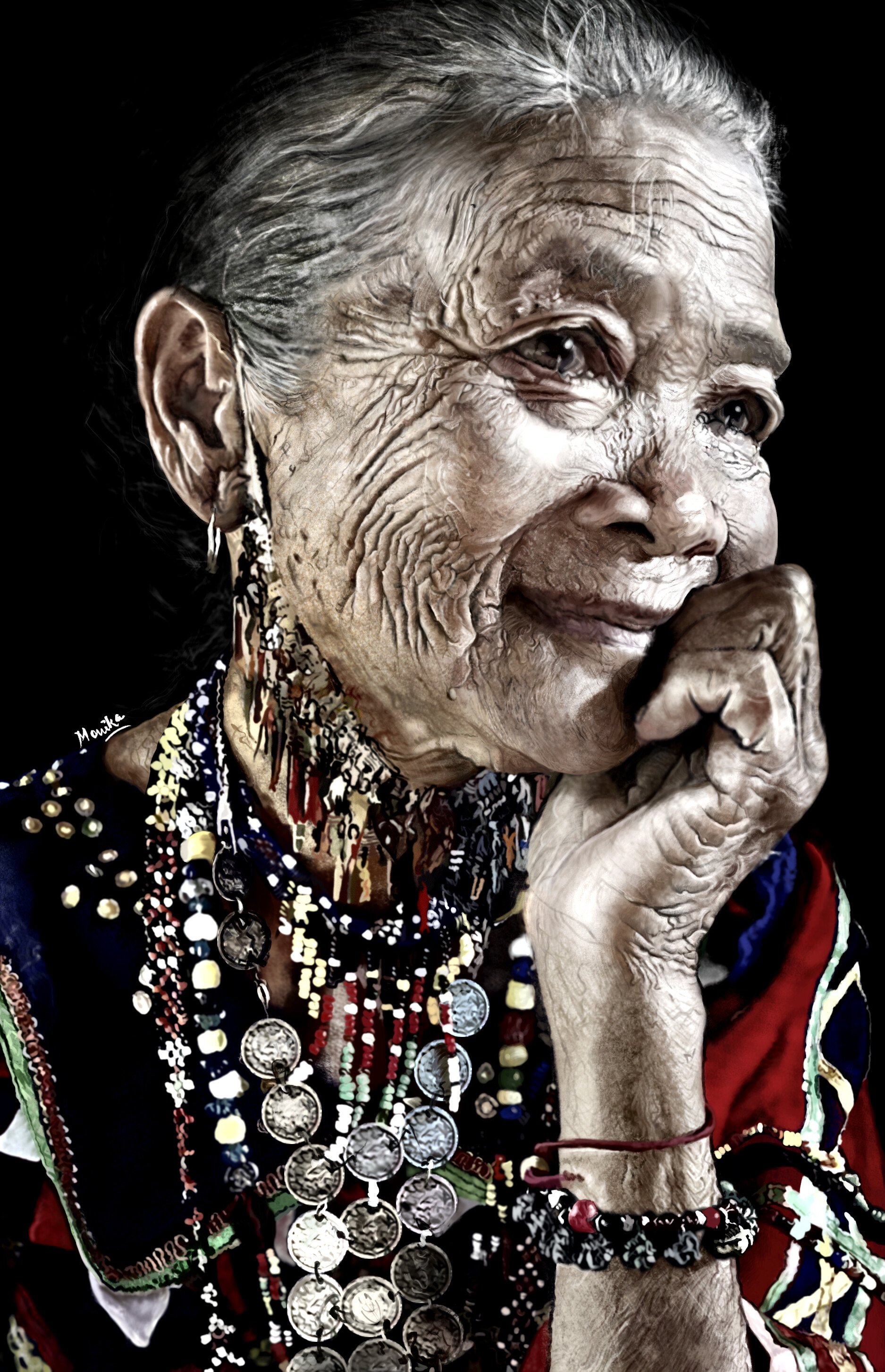 Monika Khanduja Hyper Realistic Digital Painting Of An Old Woman