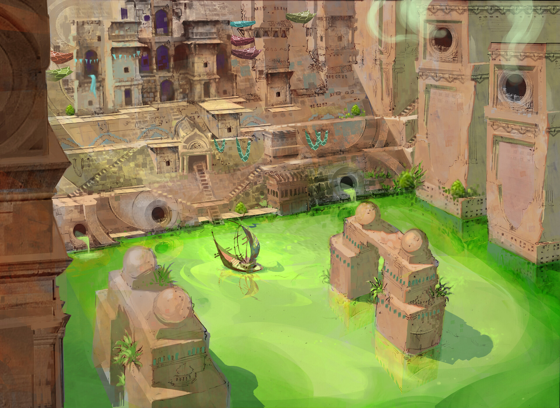 ArtStation Guild Hall concepts for GW2