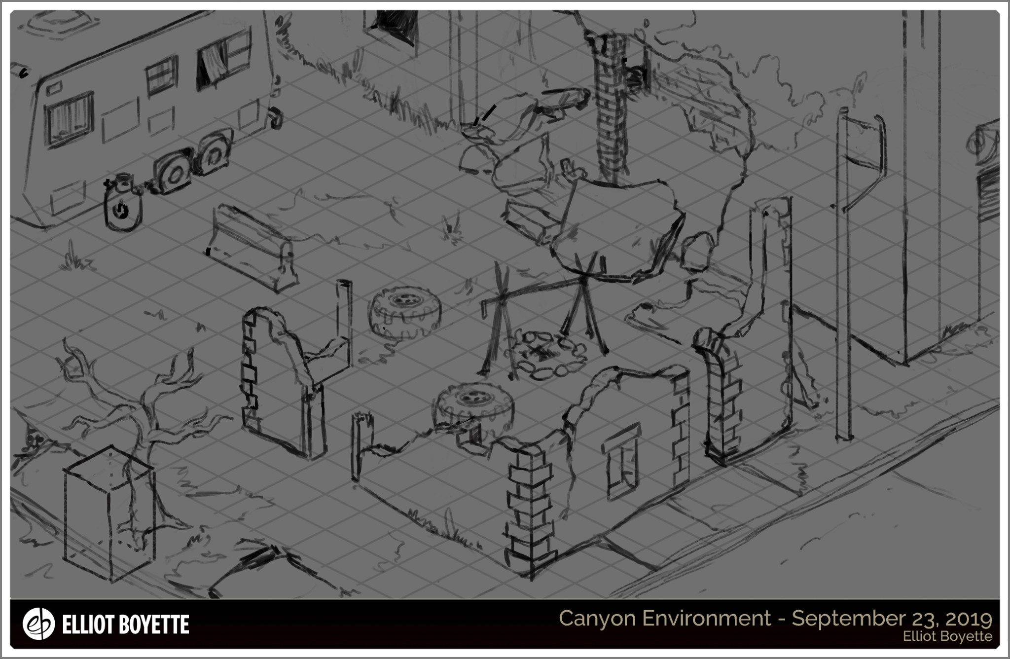 Rough sketch on Isometric grid.