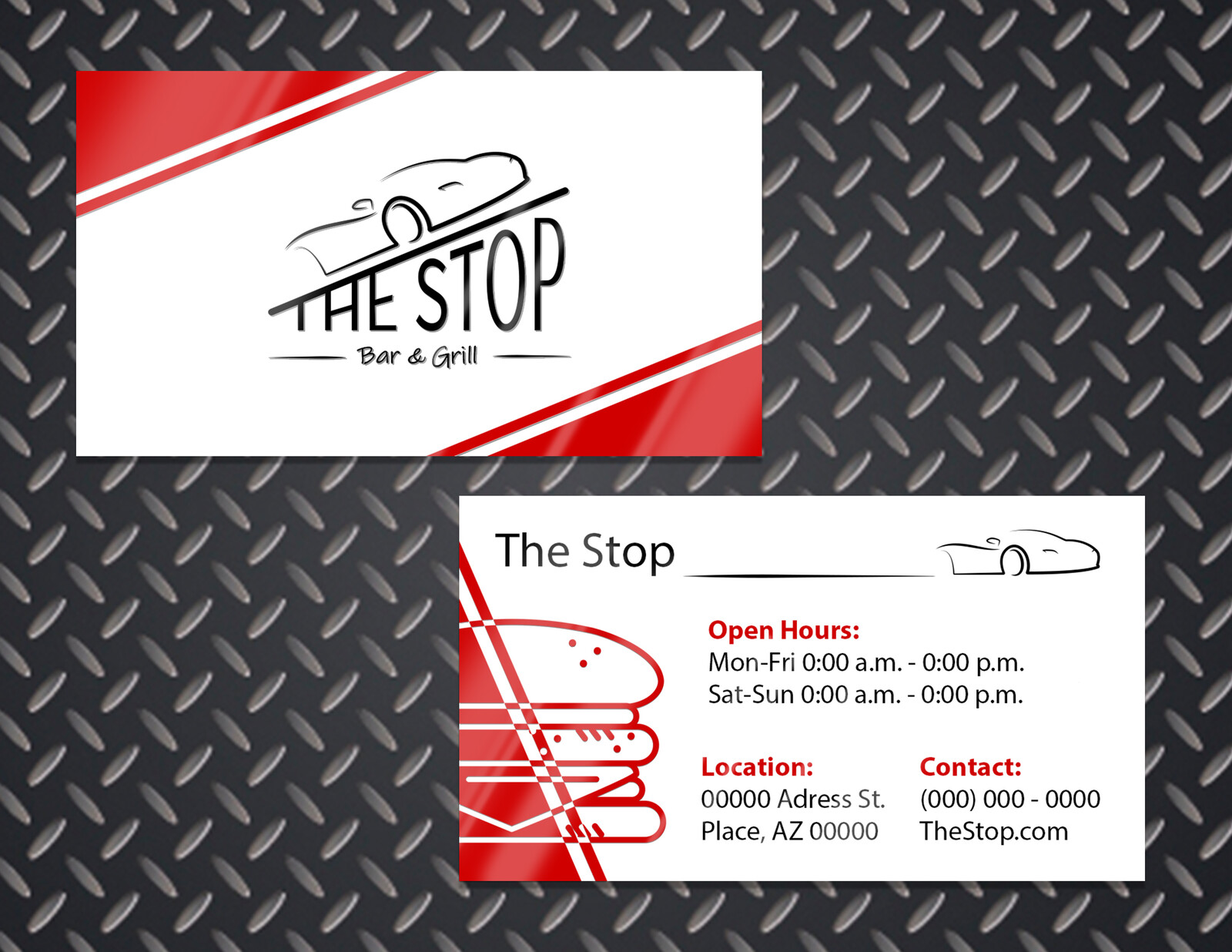 Informative business card for "The Stop" 