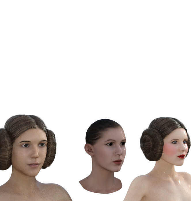 Original experiments in DAZ trying to match the Battlefront II head model, and finally to the films themselves.