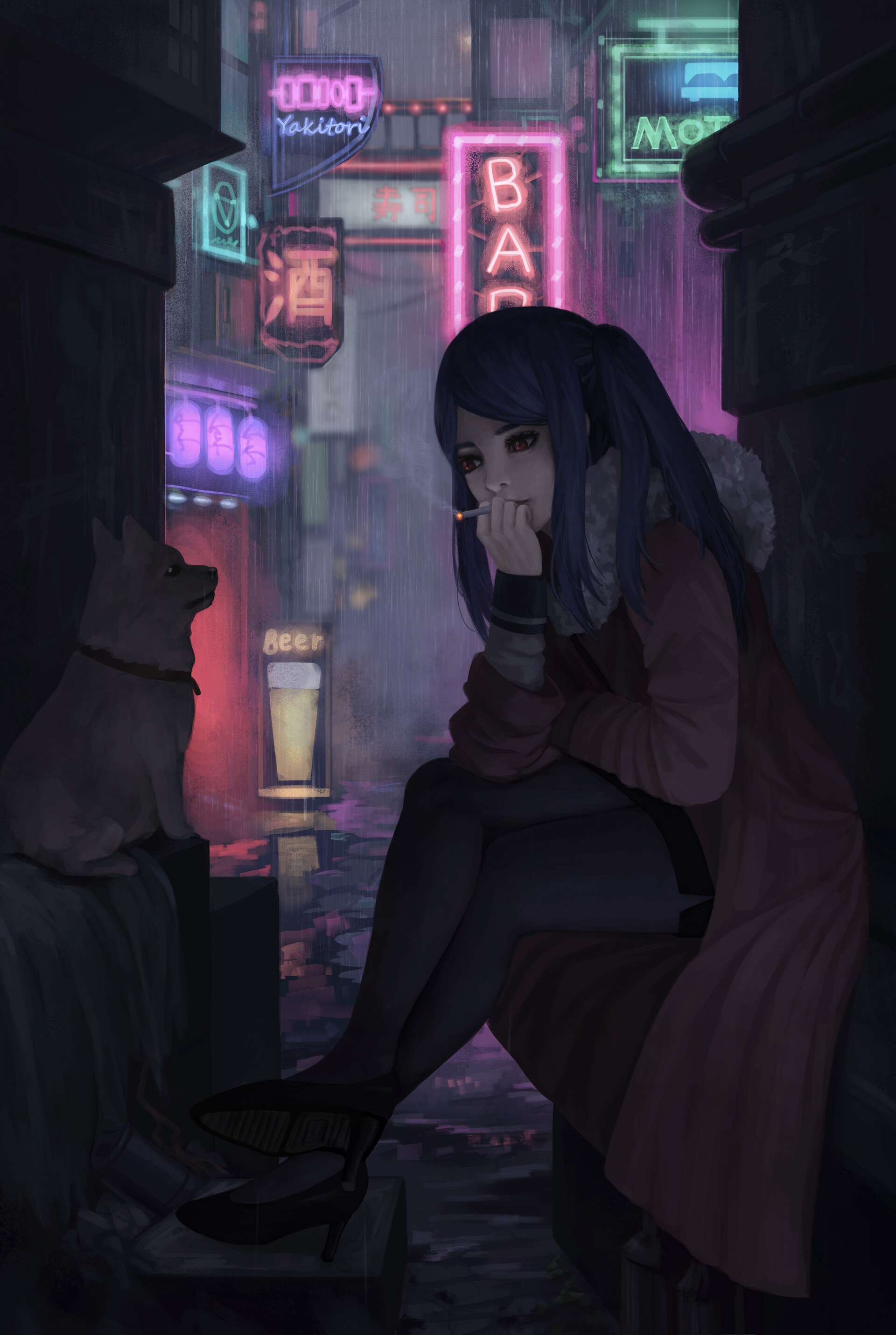 Artstation From Shinjuku Street River Rown Artstation From Shinjuku Street River Rown