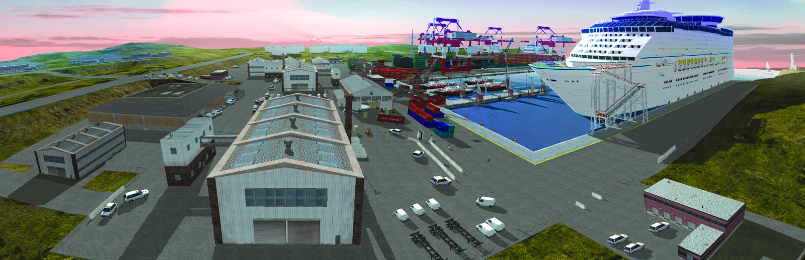 Shipyard Port Interactive 3D Environment. Environment for US Customs and Border Protection (and similar agencies) training exercises. 3ds Max, Maya, Photoshop.