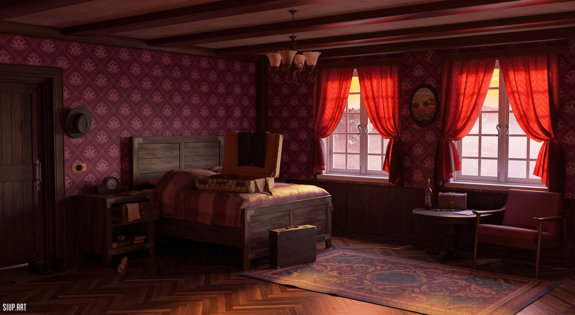 ArtStation Hotel room midtwentieth century