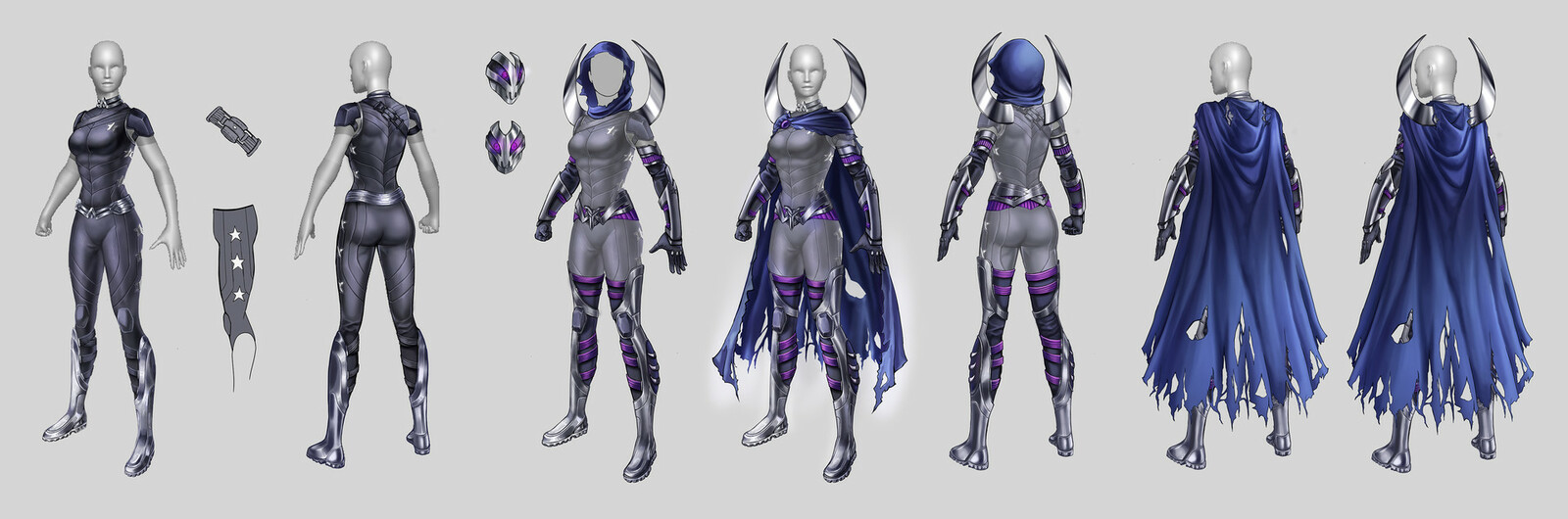 Turnaround of both the 
Base Suit and Gear Suit.