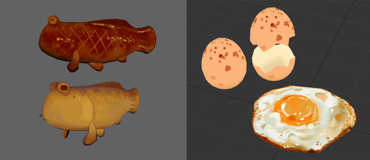 3D art style test: I wanted to have hand-painted textures on 3D models