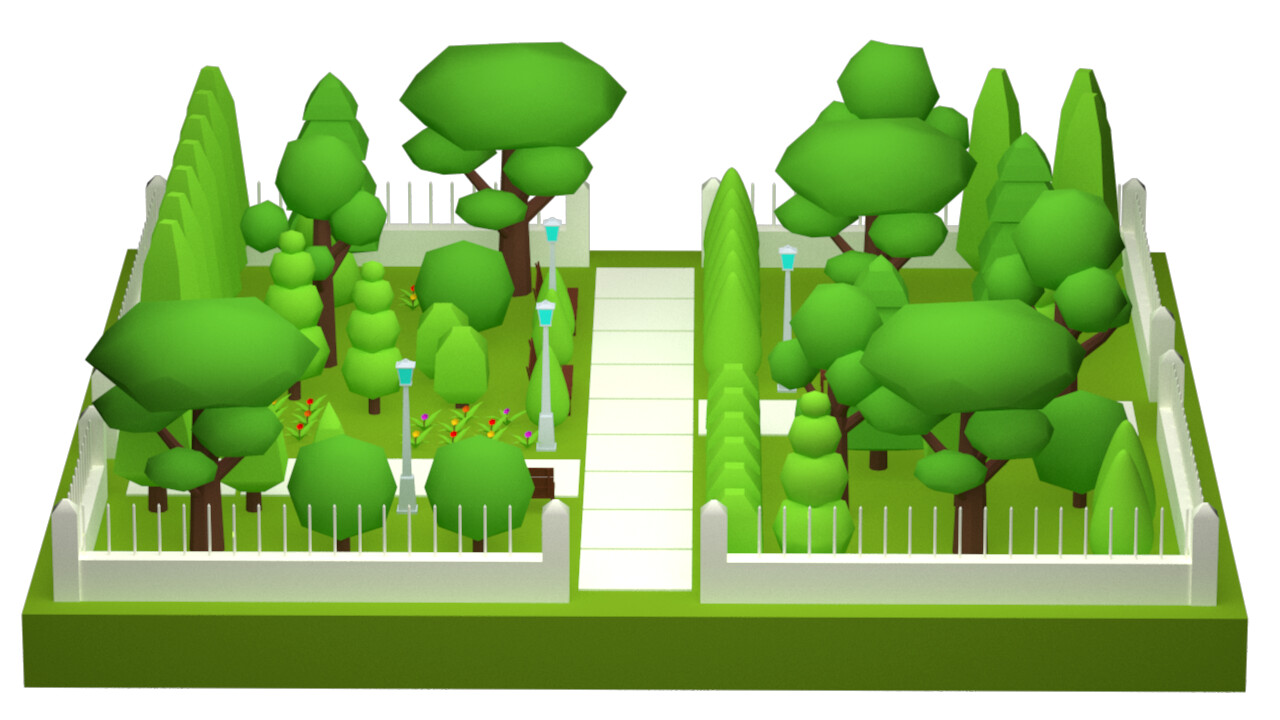 Artstation 3d Cartoon Park Background Low Poly Meo Meo