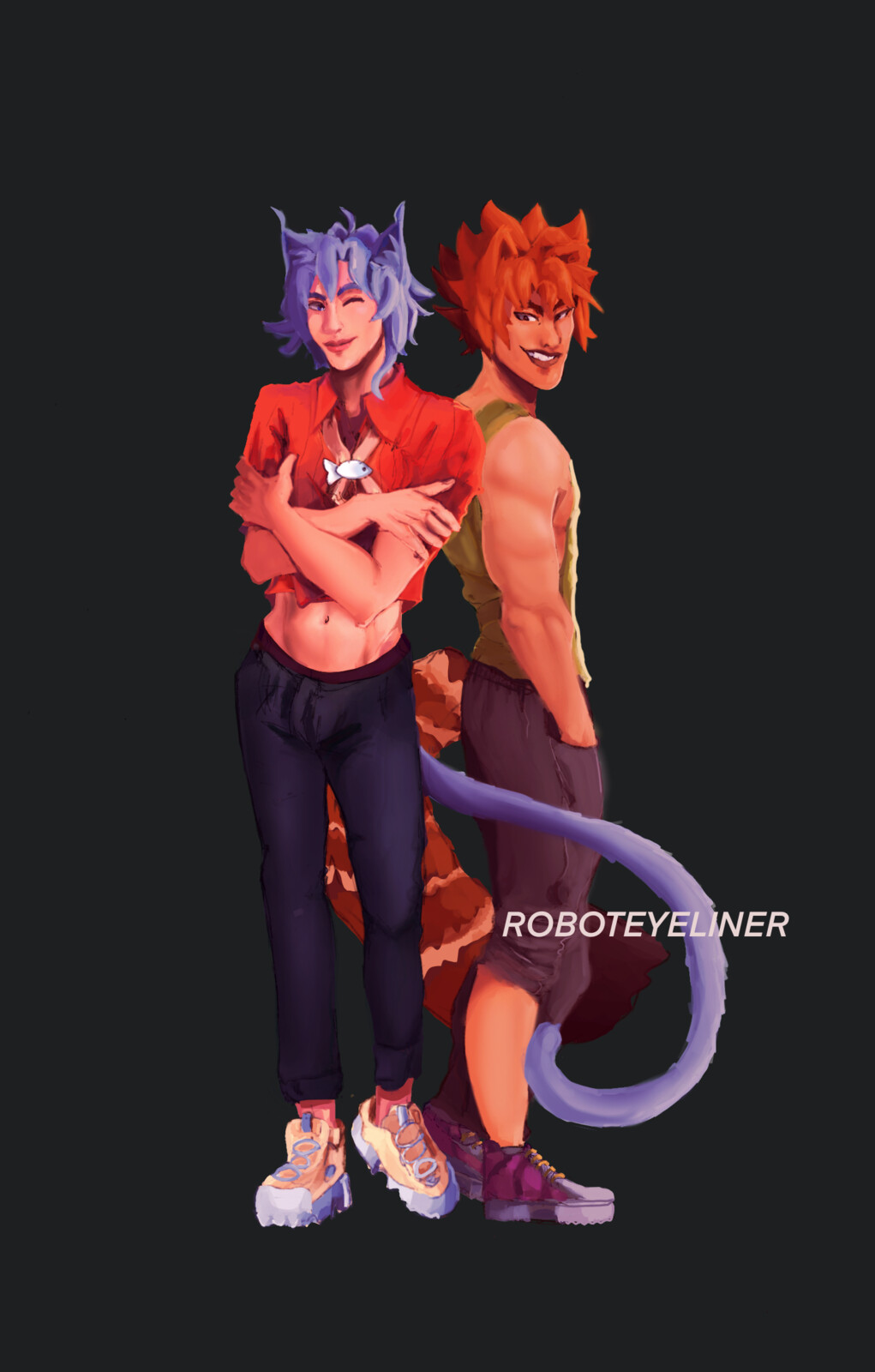 Roboteyeliner art red panda and cat