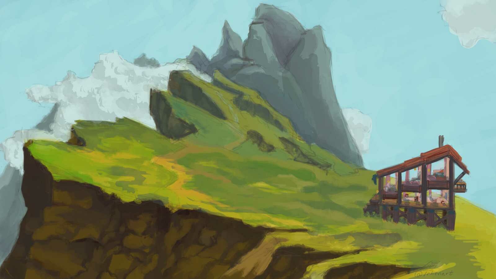 Mountains Drawing Colored