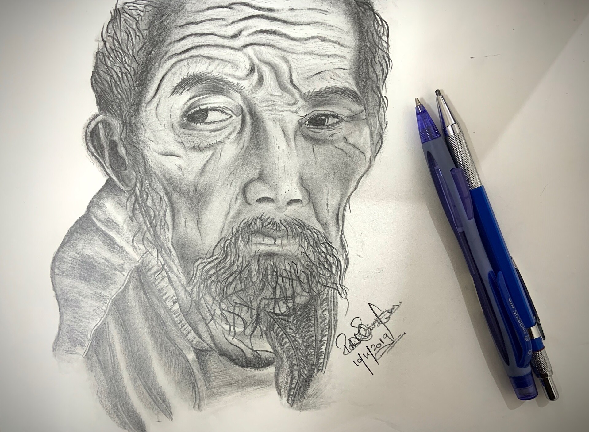 Artstation Old Man Pencil Sketch Rohit Srivastava