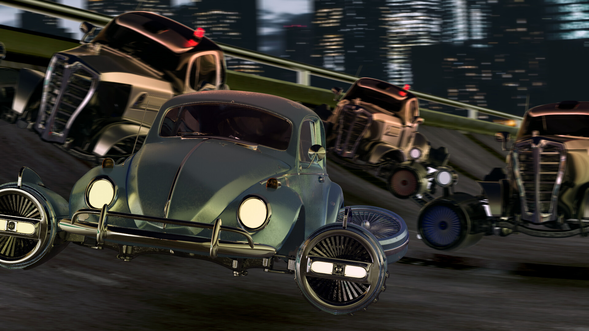 Artstation Retro Hover Car Chase Lukas Matha
