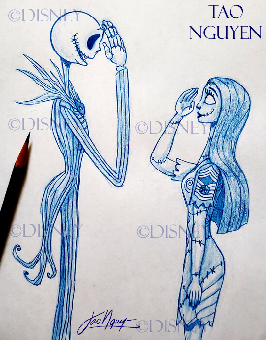 ArtStation - Tao Nguyen's Jack and Sally Veterans Day Drawing